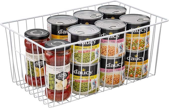 Freezer Organizer Bins, Upright Freezer Baskets for 16, 17, 21 cu.ft Standup Freezer, Wire Storage Baskets with Built-in Handles, 4Pcs, White