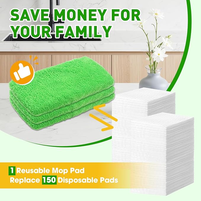 8Pcs Reusable Microfiber Mop Pads Compatible with Swiffer Sweeper,Replacement Dry Sweeping Cloths & Wet Mopping Pads Refills,Washable Mop Pads for Multi-Surface Floor Cleaning