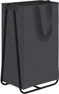 STORAGE MANIAC Laundry Hamper with Metal Rack, Large Laundry Basket with Triangle Frame, Collapsible Dirty Clothes Hamper with Handles for Dorm, College, Small Space, Closet, Bedroom, Black
