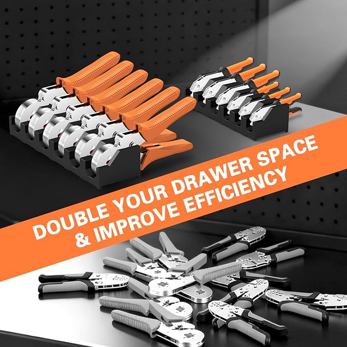 Magnetic Screwdriver & Plier Organizer - Expandable Multiple Spacing Modular Tool Box Organizers, Tool Drawer Organizer, Tool Storage, Plier Rack - 24 Holders