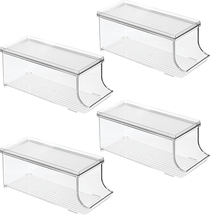 iDesign Soda Can Organizer with Lid for Pantry or Refrigerator - Set of 4 - Clear