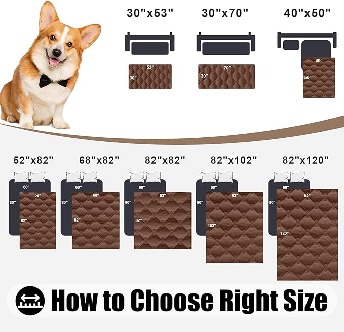 Smiry Waterproof Dog Bed Cover Blanket, Soft Reversible Pet Blanket, Washable Leakproof Cats Dogs Couch Cover for Sofa, Couch, Furniture, Plaid (40x50 Inch, Brown/Chocolate)