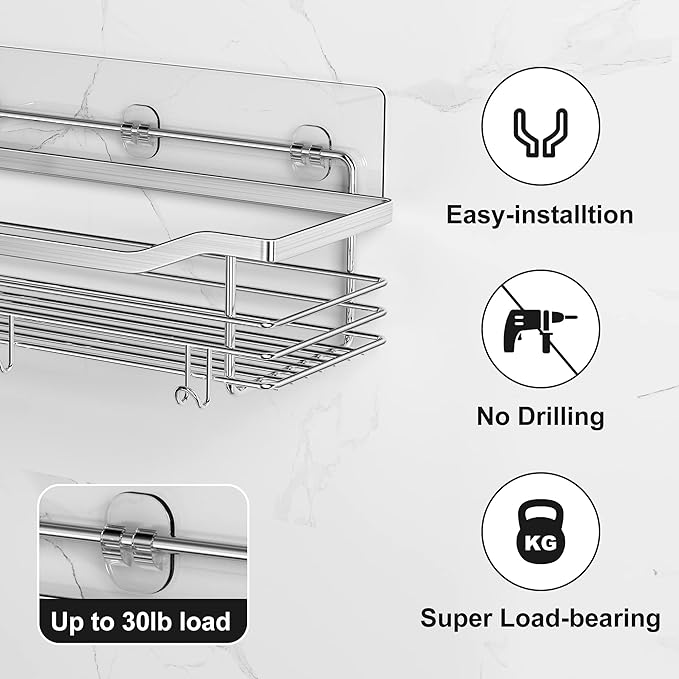Orimade 4 Pack Strong Transparent Wall Adhesives, 2.75 x 8.66 in (7x22cm) Adhesive Pad Hook Strip Waterproof Rustproof for Shower Caddy Organizer Shelf, Kitchen Rack, Bathroom Storage
