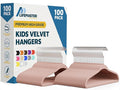 Pink Velvet Kids Hangers 100 Pack, 10.83" Non-Slip Baby & Toddler Hangers for Clothes, Space-Saving Slim ABS Plastic with 360° Swivel Hook & Notched Shoulders, Up to 10 lb Capacity