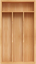 Small Silverware Organizer, Bamboo Kitchen Drawer Organizer, Utensil Holder, Cutlery Tray & Spoon Flatware Storage with Grooved Drawer Dividers