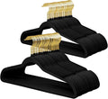ManGotree Velvet Coat Hangers with 360° Swivel Gold Hook, Non-Slip Felt Suit Hangers, Ultra-Thin Space Saving Clothes Hanger for Jacket, Sweater, Shirt, Dress, Pants (66 Pack, Black)