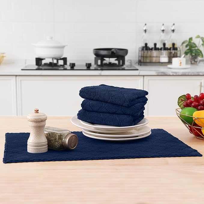 Homaxy 12 Pack Dish Towels for Kitchen (13 x 19 Inches, Navy Blue), Super Soft and Absorbent Coral Velvet Dish Cloths for Washing Dishes, Nonstick Oil Fast Drying Microfiber Cleaning Cloth