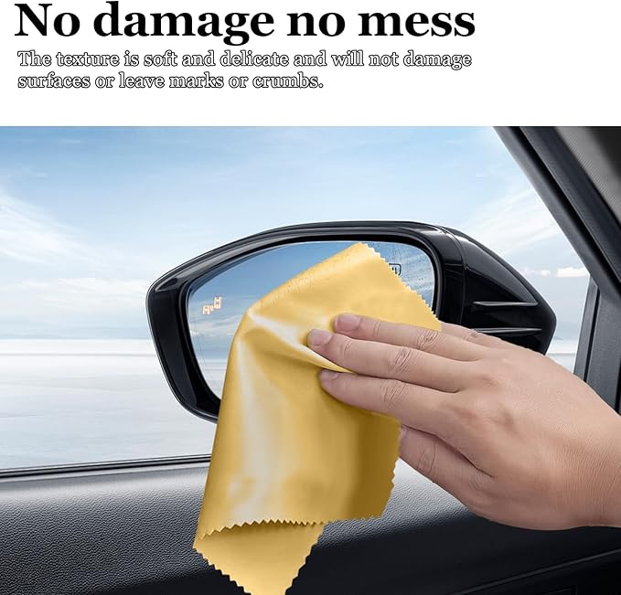 10PCS Suede Microfiber Cloths, 8"×8" Suede Cloth Cleaning Rags, Double-Sided Cleaning Cloths for Car LCD Display, Screens, Glasses, Lenses, Mirrors, Windows, Delicate Surfaces (Yellow)