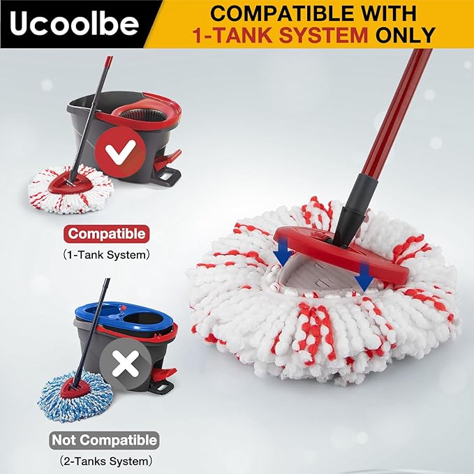 Upgraded mop Refill for O Cedar, 3 Pack Spin mop Heads Replacements Compatible with O Cedar EasyWring Spin Mop Bucket System, 40% More Cleaning Power, Microfiber and Machine Washable