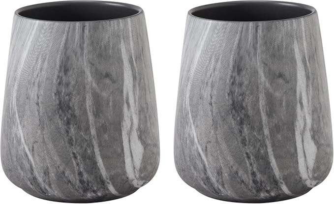 2Pcs Toothbrush Holder for Bathroom - Marble Grey Ceramic Tooth Brushing Holders Set, Toothbrush Cup & Toothpaste Organizer for Bathroom Countertop, Makeup Brush Holder, Pen Holder for Home Storage