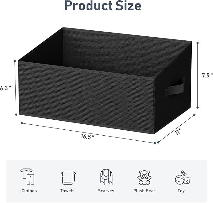 DIMJ Closet Storage Bins 6 Pack - Fabric Storage Baskets for Shelves, Large Clothes Organizers with Handles, Trapezoid Shelf Organization Storage Cubes for Purse, Toys, Books, Towel, Clothes