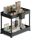 Under Sink Organizers and Storage | Bathroom Cabinet Organizer, Sink Shelf with Utility Hooks and Side Caddy for Under Cabinet Storage | Black (1-Pack) Non Slip Grip Under Kitchen Sink Organizer