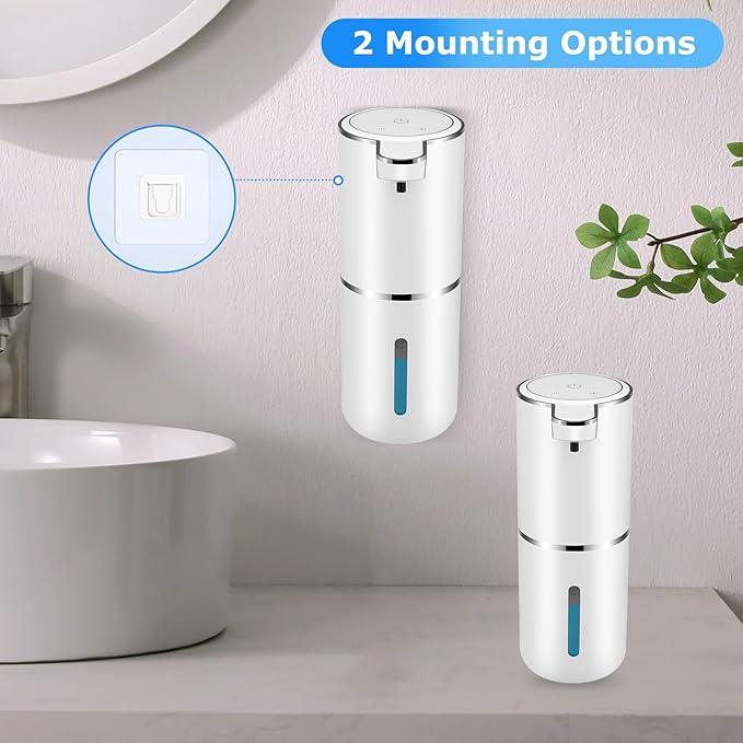 Automatic Foaming Soap Dispenser,Touchless Soap Dispenser with 4 Adjustable Foam Levels,Wall Mounted and USB Rechargeable,12.8oz Large Capacity for Bathroom,Kitchen Sink,Dish Soap