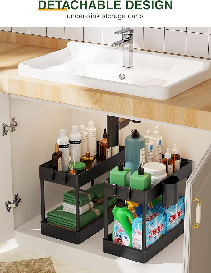LEHOM Slim Rolling Storage Cart - 4 Tiers Bathroom Organizer Utility Cart Slide Out Storage Shelves Mobile Shelving Unit for Kitchen, Bedroom, Office, Laundry Room, Small Narrow Spaces（7.1" W+Black）