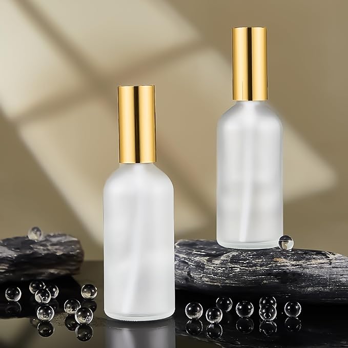 Tessco for you 20 Pcs 3.4 oz/100 ml Glass Spray Bottles Empty Perfume Atomizer Refillable Clear Decorative Empty Bottles with Fine Mist Sprayer Pump for Face Body Travel(Gold)