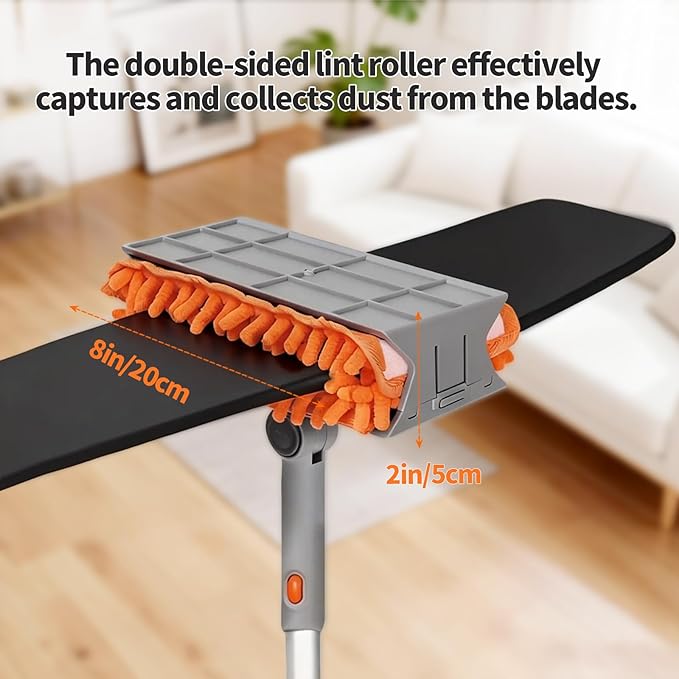 Ceiling Fan Cleaner Duster with 72‘’ Extendable Long Handle Cleaning Duster Kit, Reusable Chenille & Microfiber Mop Head for High Ceiling Fan Blade Wall Blinds Cobweb