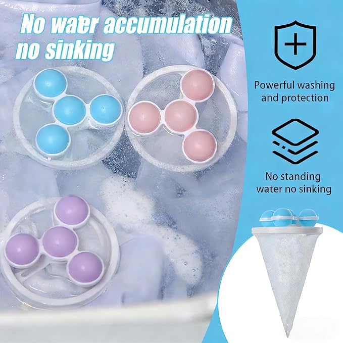 Pet Hair Remover for Laundry, Floating Hair Filtering Mesh Removal Reusable Lint Catcher for Washing Machine Wool Device, Pet Hairs Remover Hairs Filter Cleaning Mesh Bag (Pink, 6pcs)