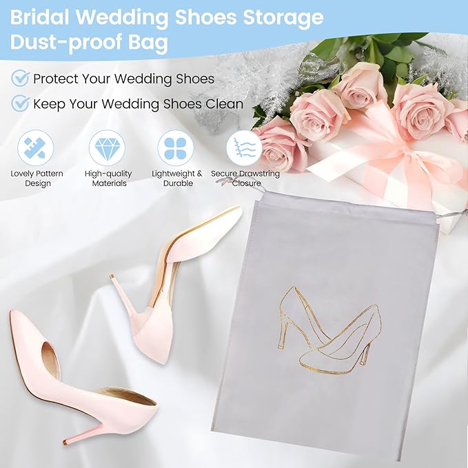 Wedding Dress Storage Box Kit with 20 Sheets of Acid Free Tissue Paper,Dust-proof Shoe Bag,Dust-free White Gloves ,Breathable Foldable Heirloom Wedding Gown Preservation Box - Bride Musthaves Beige