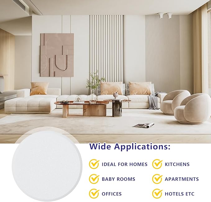 3 1/4 in Wall Protector Round, 10 Pack Doorknob Wall Shield Guard Door Stop, Rigid Vinyl Hard Wall Protection Pads White with Self Adhesive Sticker, HOME MASTER HARDWARE