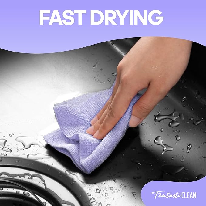 Fantasticlean Microfiber Cleaning Cloth Roll 4 Rolls 240 Pack, Tear Away Paperless Towels, 8" x 8", Reusable Washable Rags, House Kitchen, Pet, Office, Indoor Outdoor, Portable (2Pink 2Light-Purple)