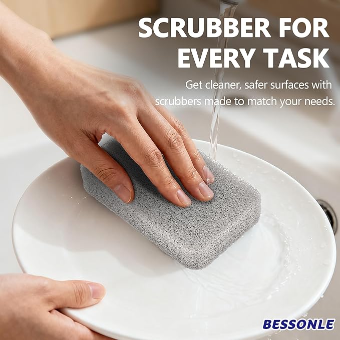 8 Pack Silicone Scrubbing Sponges, Heavy-Duty, Non-Scratch Kitchen Sponges - Reusable, Odor-Free, Perfect as Cleaning for Dishes, Non-Stick, Countertops (Grey)