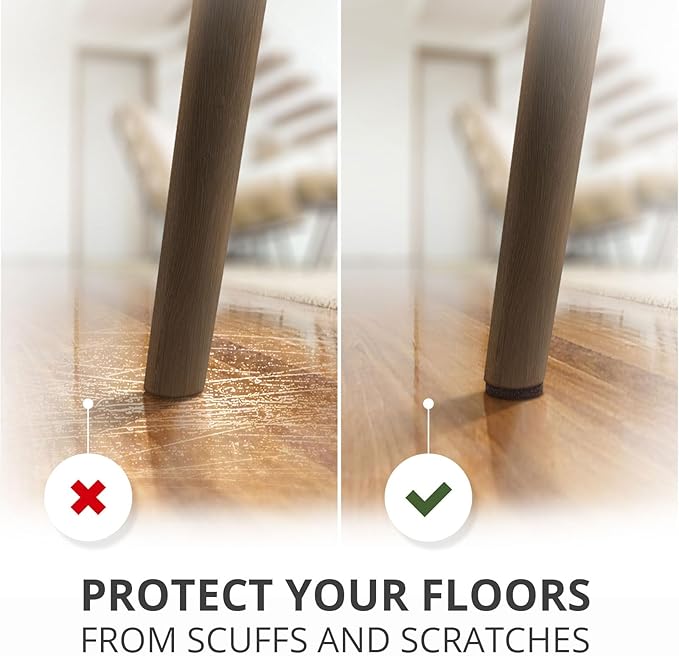 X-PROTECTOR Felt Furniture Pads - 32 PCS 1 1/2" Floor Protectors for Chair and Furniture Feet - Protect Your Hardwood Floors! (Brown, Round)