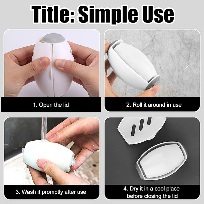 Reusable Washable Lint Roller, Compact Portable Travel Portable Lint Roller Dust Removal Device for Clothing Sofas Hair Debris & Dust Cleaning (White)