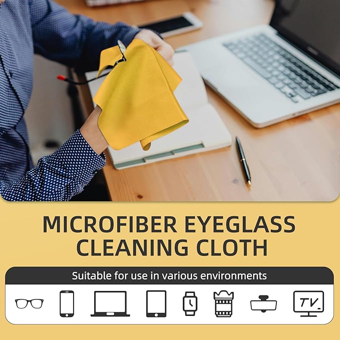 Suede Eyeglass Cloth 15.8 X 15.8 Inches Extra Large Cleaning Cloth Washable, Durable, Ultra-Fine High-Tech Quality Material for Eyeglasses, Lenses, Electronics and Screens, Car Mirrors Yellow