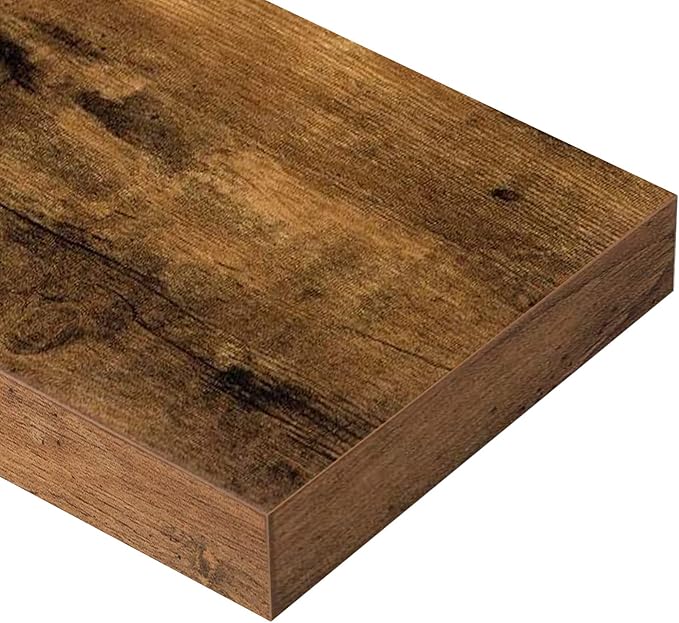 QEEIG Floating Shelves for Wall 39.4" Long - Wall Mounted Shelf Bathroom Kitchen Living Room Bedroom Farmhouse Home Decor Display Bookshelf Large 39.4 x 9.3 inch Set of 2, Rustic Brown (008-100BN)