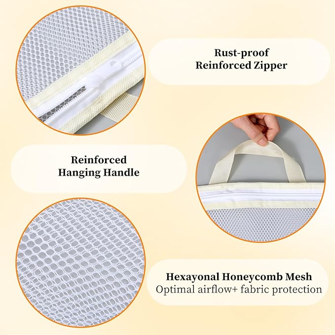 4PCS Mesh Laundry Bags for Washing Machine Hanging Laundry Hamper Delicates Laundry Bag with Handles (S/M/L/XL) Zipper Opening Wash Bag for Coat Sweater Lingerie Sock Sheet