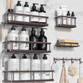 YASONIC Shower Caddy, 6 Pack Large Capacity shower Organizer with Soap Holder and 12 Hooks, Rustproof Shelves for Inside Shower, No Drilling&Sleek Bathroom Organizers and Storage Bronze XL