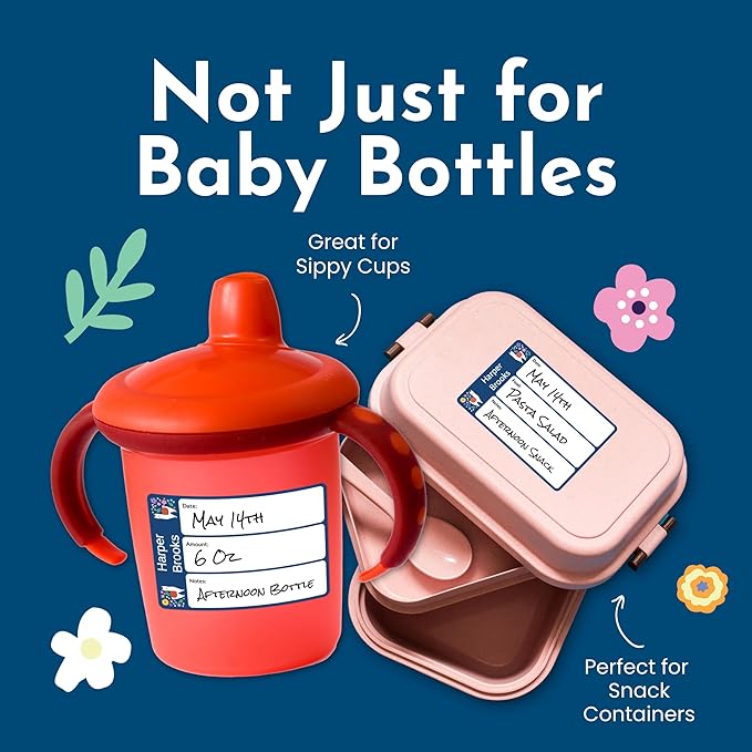 Name Bubbles - Reusable Baby Bottle Labels for Daycare (20 Labels) - Kids Washable Name Tags for Bottles, Sippy Cups, & Snack Containers, Waterproof, Baby Name Stickers, Write-On (Basketball Icon)