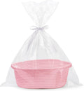 Pro Goleem Small Woven Basket with Gift Bags and Ribbons Durable Baskets for Gifts Empty Small Rope Basket for Storage 12"X 8" X 5" Baby Toy Basket with Handles, Pink