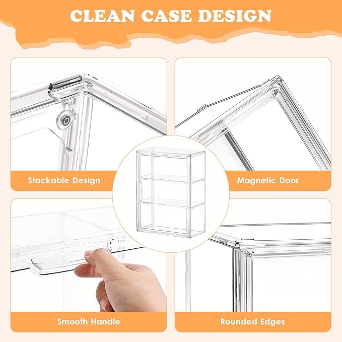 Clear Acrylic Display Case for Figures&Collectibles,3 Tier Lego Labubu Toy Box, Desktop or Storage Bin with 2 Removable Shelves,Figurine Display Shelf,Stackable Display Cabinet for Collectibles-1 Pack