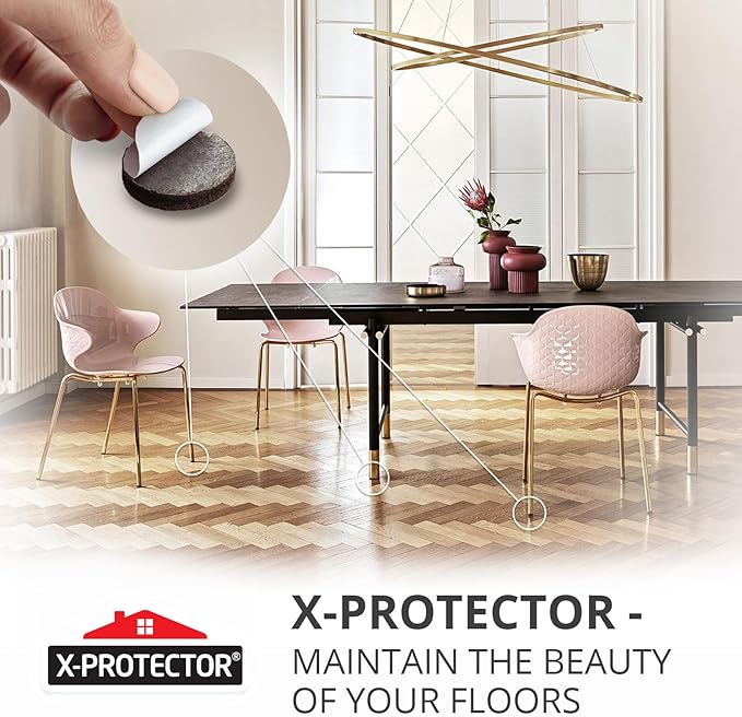 X-PROTECTOR Felt Furniture Pads - 32 PCS 1 1/2" Floor Protectors for Chair and Furniture Feet - Protect Your Hardwood Floors! (Brown, Round)