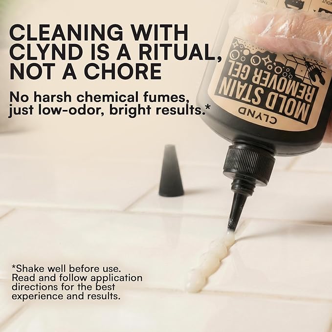 Stain Remover Gel - Low Odor, No Harsh Fumes - For Washing Machine Rubber Seal, Bathroom Grout and Caulk, Shower Tile Cleaner, HE Front Load Washer Safe, UV-Shield Black Bottle - 7 oz