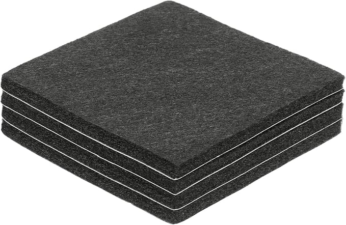 uxcell Felt Furniture Pads, 4Pcs 3.35" x 3.35" Adhesive Backed Felt Non-Slip Anti-Scratch Chair Leg Protectors for Protecting Hardwood Floor, Black