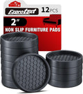 Ezprotekt Non Slip Furniture Pads, 12 Pcs 2" Anti Skid Rubber Furniture Caster Cups, Anti-Slip Furniture Coasters for Hardwood Floors, Anti Slide Floor Protectors for Bed Couch Stoppers (Black)