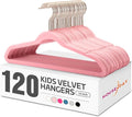 HOUSE DAY Velvet Kids Hangers 120 Pack, Premium Children Hangers for Closet, Slim Cute Clothes Hanger, Non Slip Kid Felt Hanger 14 Inch, Small Size for Toddler Clothes, Blush Pink