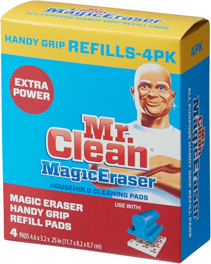 Mr. Clean Magic Eraser Handy-Grip All Purpose Refill Pads, White (Pack of 4)