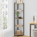 Corner Shelf Stand, Corner Bookshelf, Storage Standing Shelf Unit with Metal Frame, Plant Stand, Bookcase for Living Room, Home Office, Bedroom, 5-Tier Greige CS05905B