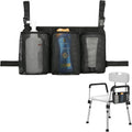 Beautyflier Removable Hanging Bag for Shower Chair, Commode Chair Side Storage Bag, Armrest Chair Side Organizer, 3 Storage Pockets for Shampoo, Shower Gel, Facial Cleanser, Bag Only (Black)