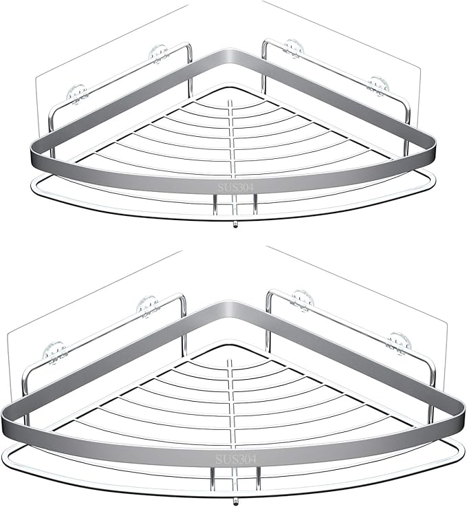 Murasakina 4pcs Shower Caddy Replacement Shelves Adhesive Strip Pad Organizer Sticker Bathroom Heavy Duty Strong Sticky Wall Nail Free Transparent