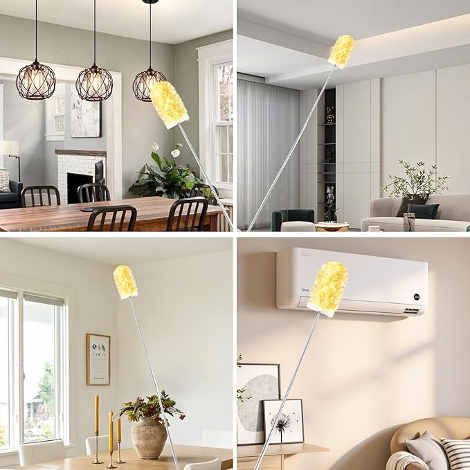 Duster Refills,Static Dust Removal Brush Disposable Replacement Head Compatible with Swiffer Duster Refills for Electronics, Furniture, Blinds, Ceiling Fans (Yellow, 30 Refills+1 Extension Pole)