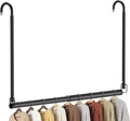 Stepless Extender Closet Hanging Rod - Heavy Duty Closet Rods for Hanging Clothes, Adjustable Width & Height, Space-Saving Matte Black Closet Organizer for Hanging & Drying, Easy to Install