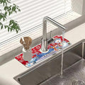 Chrismas Sink Splash Guard Faucet Mat Christmas Absorbent Fast Drying Mat Sink Gadgets Splash Guard Behind Faucet Drip Catcher for Kitchen Bathroom 15.5"X5.5"