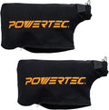 POWERTEC Miter Saw Dust Collector Bag for 7-1/4", 8-1/2", 10" Miter Saw, Fits Nominal 1-3/4" Dust Ports, Hook and Loop w/Zipper, Wired Adjustable Stand for Miter Saw Accessories, 2PK (75076-P2)