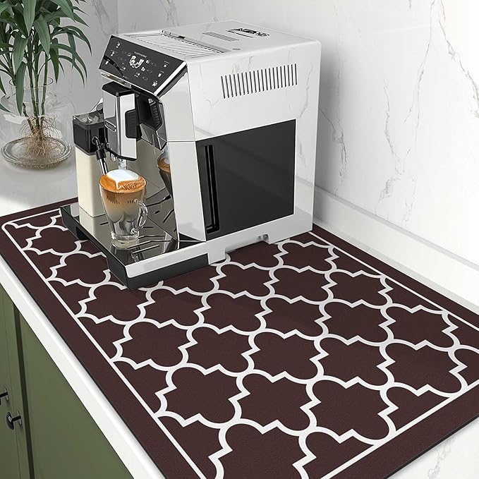 WISELIFE Dish Drying Mat Super Absorbent Drying Mat Large Dish Drying Mats for Kitchen Counter Easy Clean Dish Mat Kitchen Drying Mat16"x 24" Stylish Chocolate