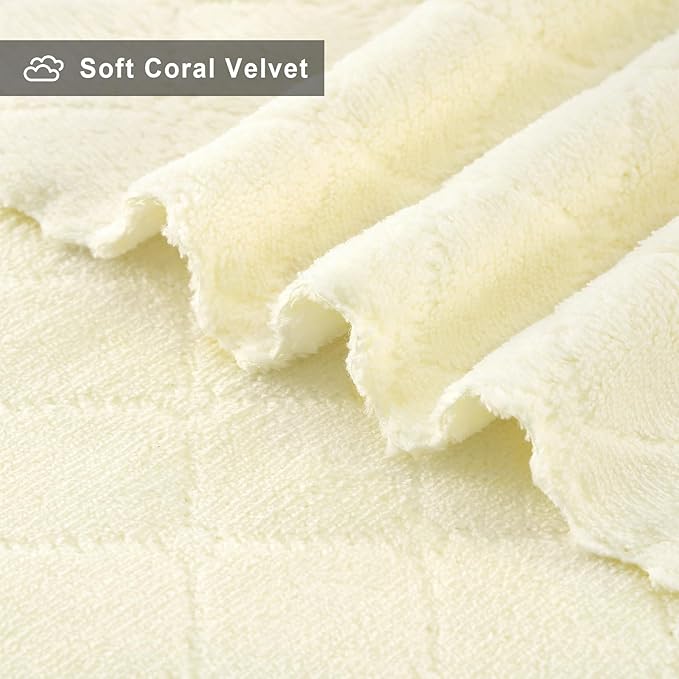 Homaxy 12 Pack Dish Towels for Kitchen (10 x 20 Inches, Cream Yellow), Super Soft and Absorbent Coral Velvet Dish Cloths for Washing Dishes, Nonstick Oil Fast Drying Microfiber Cleaning Cloth