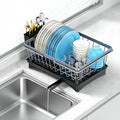 LEMIKKLE Sink Dish Drying Rack - Expandable Small Dish Rack Over Sinks with Drying Tray, Dish Drainer for Kitchen Counter with Cutlery Holder, Drying Rack Fit for 14’’-19’’ Kitchen Sink